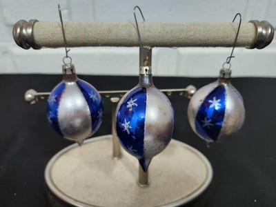 Set of 3 Vintage Shiny Brite Mercury Glass Painted Christmas Ornament
