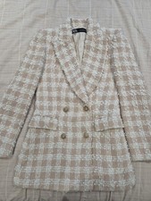 Zara Pale Pink Boucle Blazer Small
