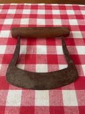 Antique Primitive Hand Forged Food Chopper with Wood Handle