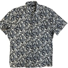 Perry Ellis Mens Shirt Sz XXL Blue Splatter Academia Preppy Quiet Luxury Classic