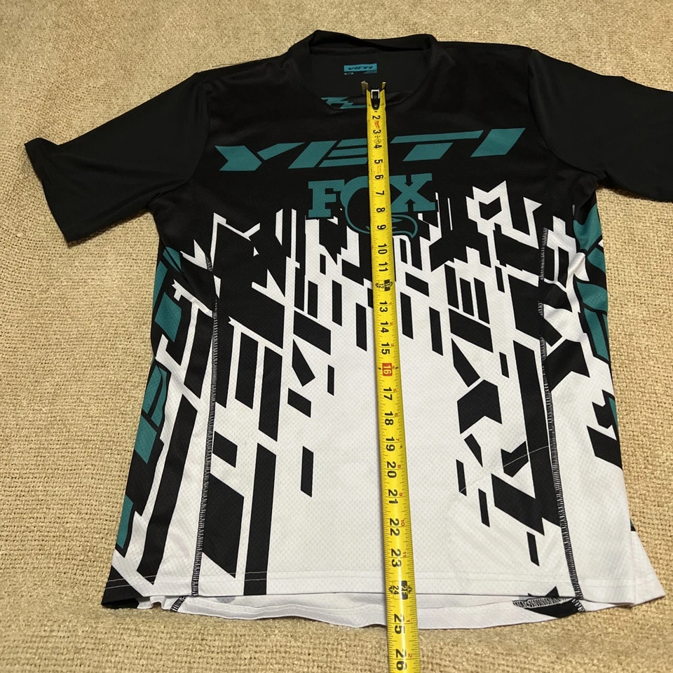 YETI FOX BICICLETA DE MONTAÑA ENDURO CICLISMO MANGA CORTA JERSEY Negro Verde azulado TALLA M Bonito Foto 3 de 4