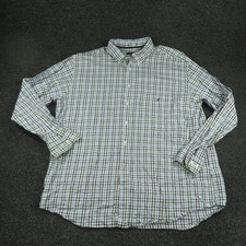 Nautica Shirt Mens 2XL Blue Brown Plaid Long Sleeve Button Down Cotton Casual