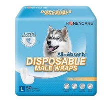 HONEY CARE All-Absorb A24 Male Dog Wrap, 50 Count, Large