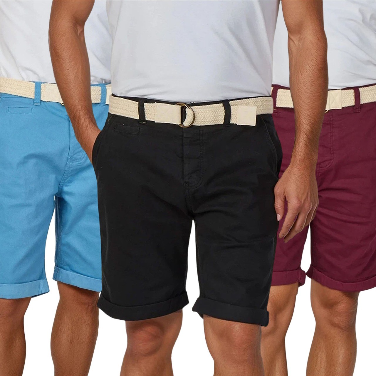 Riverso Pantalones Cortos Hombre Chino con Cinturón Regular Fit RIVHenry Bermuda