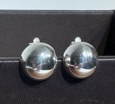 Vintage Sterling Silver Modernist Half Dome Ball Clip Earrings