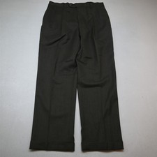 Jos A Bank 33x32 Green 100% Wool Windsor Pleated Cuffed Classic Dress Mens Pants