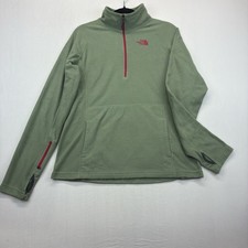 The North Face Women  s Large 1/4 Zip Fleece Pullover Sage Green Pink Pocket