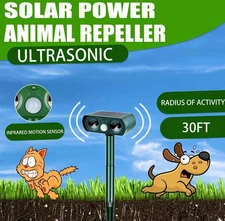 1-2 Pcs Solar Ultrasonic Animal Repellent Dog Skunk Deer Raccoon for Garden Yard