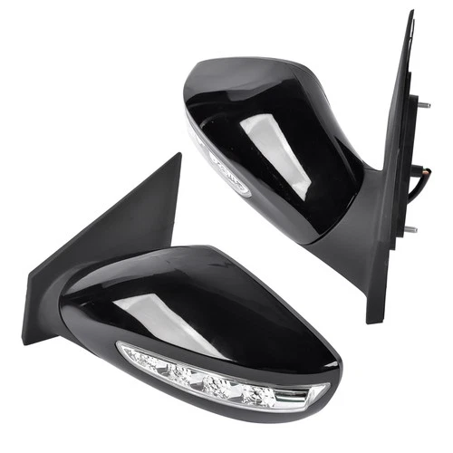 Pair Black Power View Mirrors Heated Manual Folding for Hyundai Sonata 2011-2014