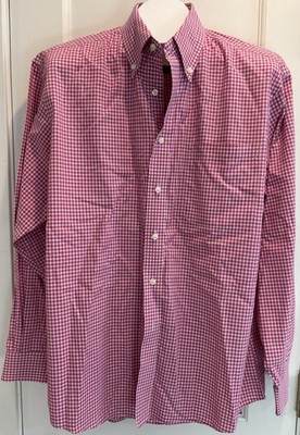 Jos A. Bank Large Executive Pink White Check Cotton
