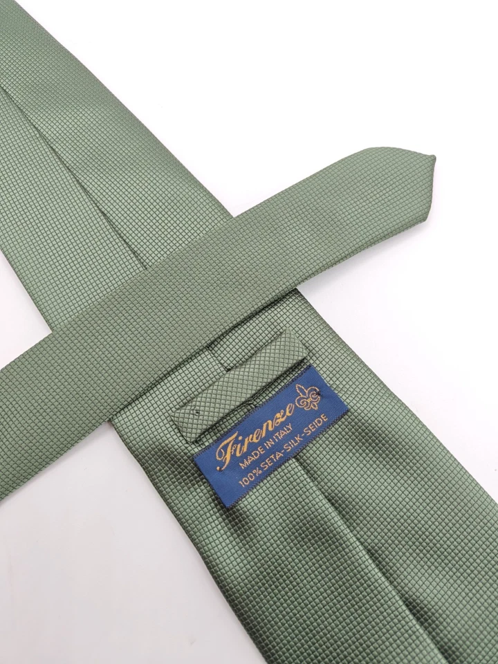 🇮🇹 Firenze мужской 59 x 3 7/8 зеленый шелковый галстук сделано в Италии - Изображение 2 из 4