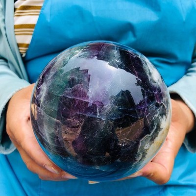 5.98LB Large Natural Fluorite Sphere Quartz Crystal Ball Energy Healing Stone