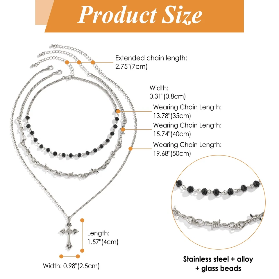Gargantilla colgante de flecos con flecos y lágrimas de cruz de Halloween para mujer Foto 4 de 4