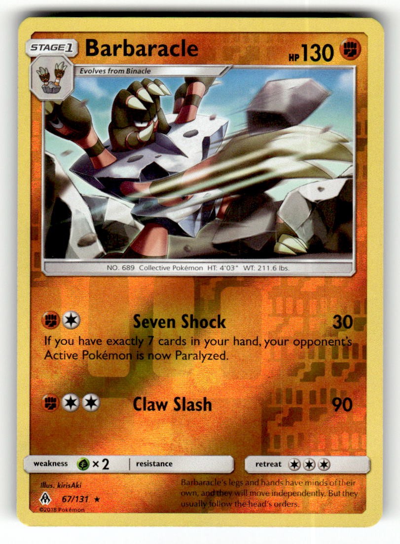 Barbaracle 67/131 Rare Forbidden Light Reverse Holo Pokemon Lightly Played