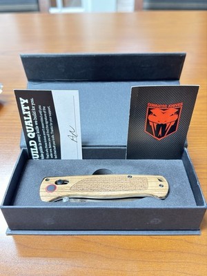 COBRATEC KNIFE - ZEBRAWOOD BAR LOCK/DROP POINT - SATIN FINISH D2 BLADE - NIB