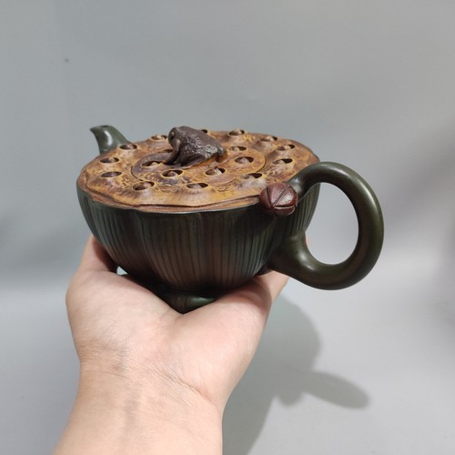 Chinese Yixing Zisha Clay Handmade Exquisite Frog Lotus Seed Teapots 7626 - Picture 2 of 9