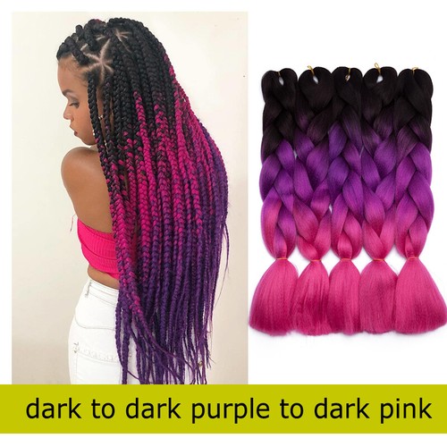Multi Colored Afro Crochet Braids Hair Extensions Straight Jumbo Braiding Ombre - Picture 23 of 67