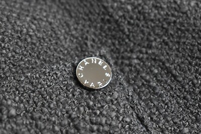 NEW Chanel Jumpsuit Black Tweed Cotton Lace Front Pockets Bootcut