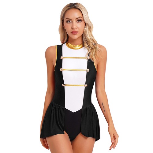 Womens Circus Ringmaster Costume Halloween Back Cut Out Bodysuit Dress Cosplay - Picture 18 of 25