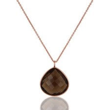 Natural Smoky Topaz 18K Rose Gold Plated 925 Sterling Silver Pendant Jewelry