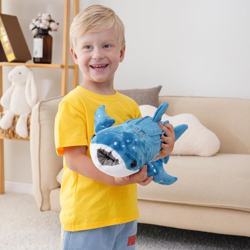Whale Shark Plush Toy - Ultra-Soft Stuffed Animal Pillow Large Blue Shark Doll - Picture 11 of 27