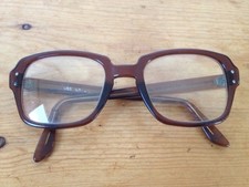 Vtg 50s US Army Issued Super Nerd Geek Thick Rim Eyeglasses Frames BCGs 140mm