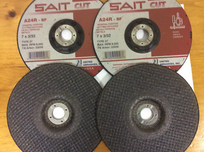 New Qty (4) SAIT 7'' X 3/32'' X 7/8'' Grinding Wheels, 22056