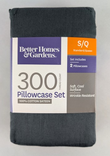 Better Homes&Gardens 300 TC - 100 % Baumwollsatin Kissenbezug Set - Standard/Queen