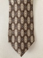 Burma Bibas Men's Necktie Tie All Silk Geometric Tan Made in USA