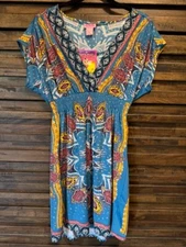 NWT She’s Cool Blue V-Neck Bohemian Boho V Neck Empire Waist Summer Dress