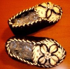 Ladies NEW handmade crochet slippers, house slippers, black white flower decor
