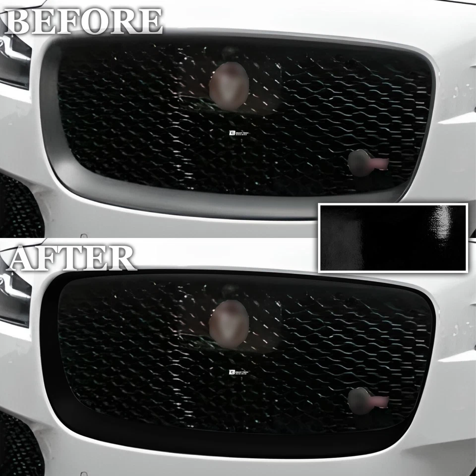 Se adapta a Jaguar F-Pace 2017-2020 parrilla delantera cromada eliminar calcomanía vinilo apagón Foto 2 de 4