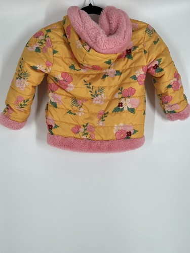 DISNEY JUNIOR MINNIE MOUSE reversible hooded jacket size 4T yellow/pink floral - Picture 4 of 14