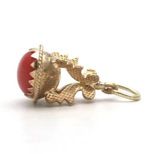 Antiker Anhänger 585 Gold 14 Karat Gelbgold Koralle Damen - Bild 5 von 5