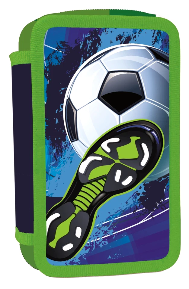 Fussball Fußball Football Soccer Ball 3-Fach FEDERTASCHE FEDERMAPPE dreistöckig