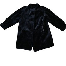 Vintage Jordache Soft Cosy Faux Fur Coat Fully Lined Women Size 14/16 Black 80’s