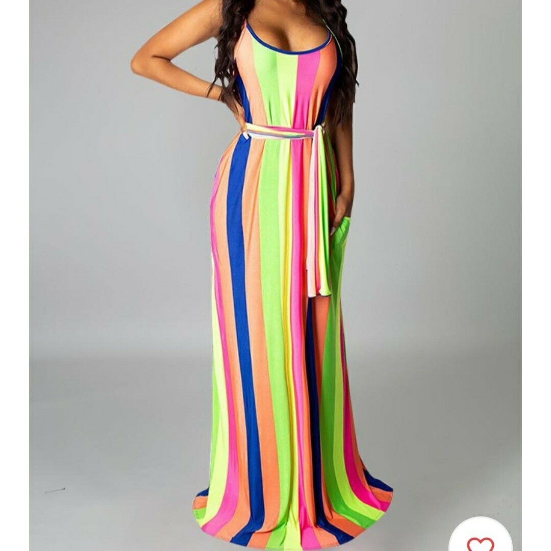 Colorful Striped Maxi Dress Size M | eBay Colorful Striped Maxi Dress Size M | eBay