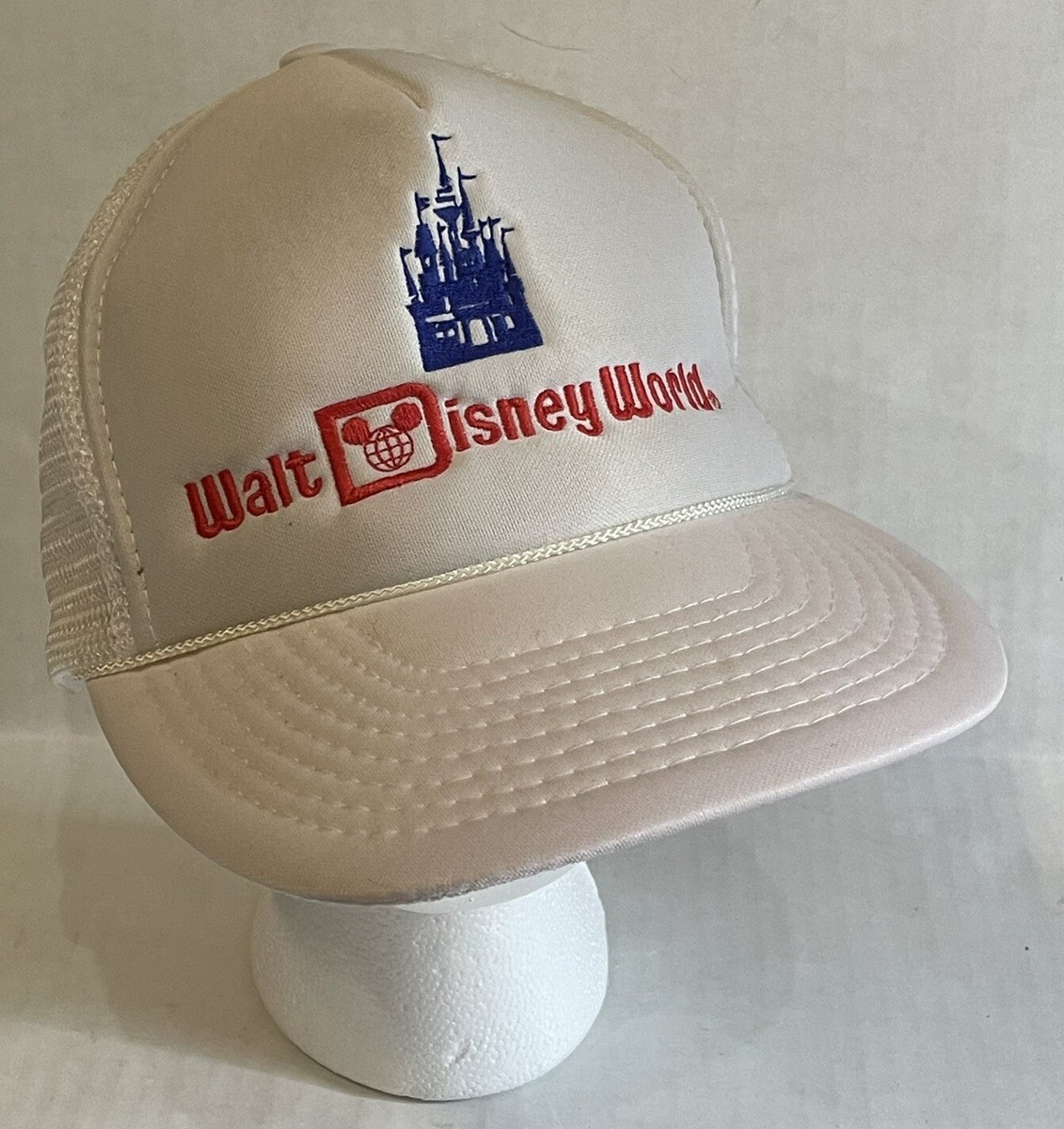 VTG 1980s Walt Disney World White Mesh Trucker Snapback Dad
