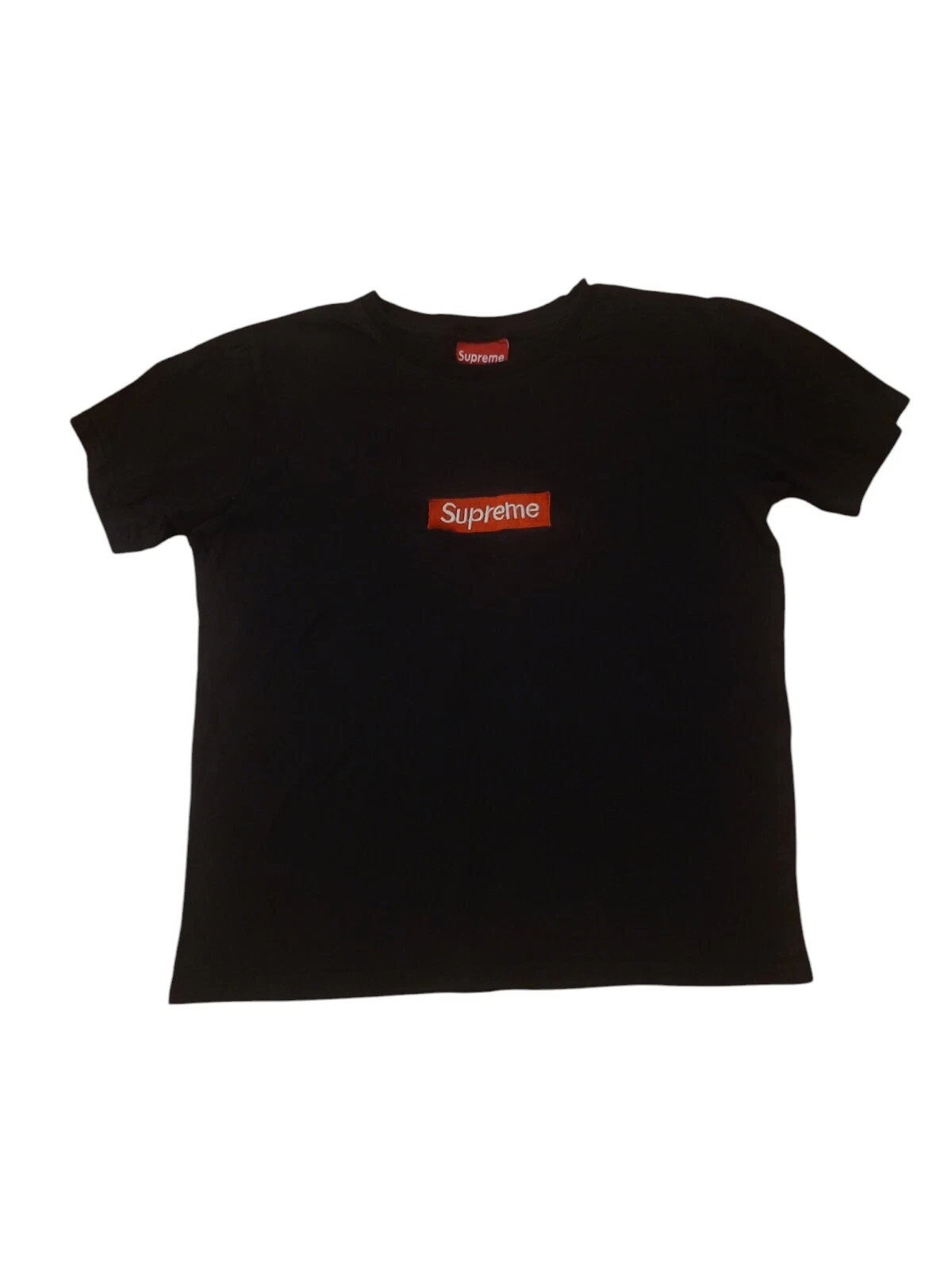 T shirt Supreme Garçon XL Noir Rouge Logo Brodé Streetwear Manches Courtes