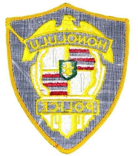 HONOLULU – POLICE - HAWAII Sheriff Police Patch STATE SEAL VINTAGE OLD MESH 5” - Picture 2 of 2