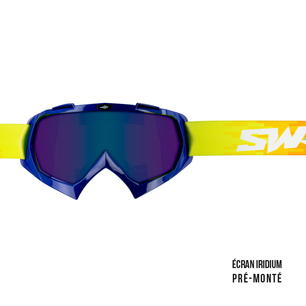 Masque cross SWAP'S PIXEL Bleu finition premium avec écran iridium
