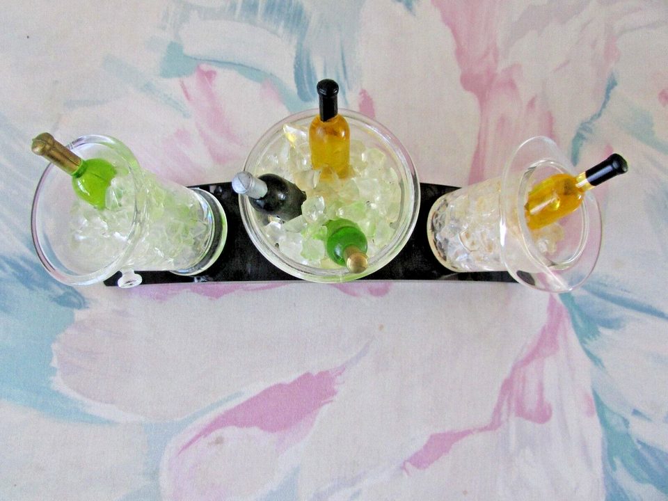 Barware Art Lucite Wine Bottle Stoppers Ice Buckets with Display Stand