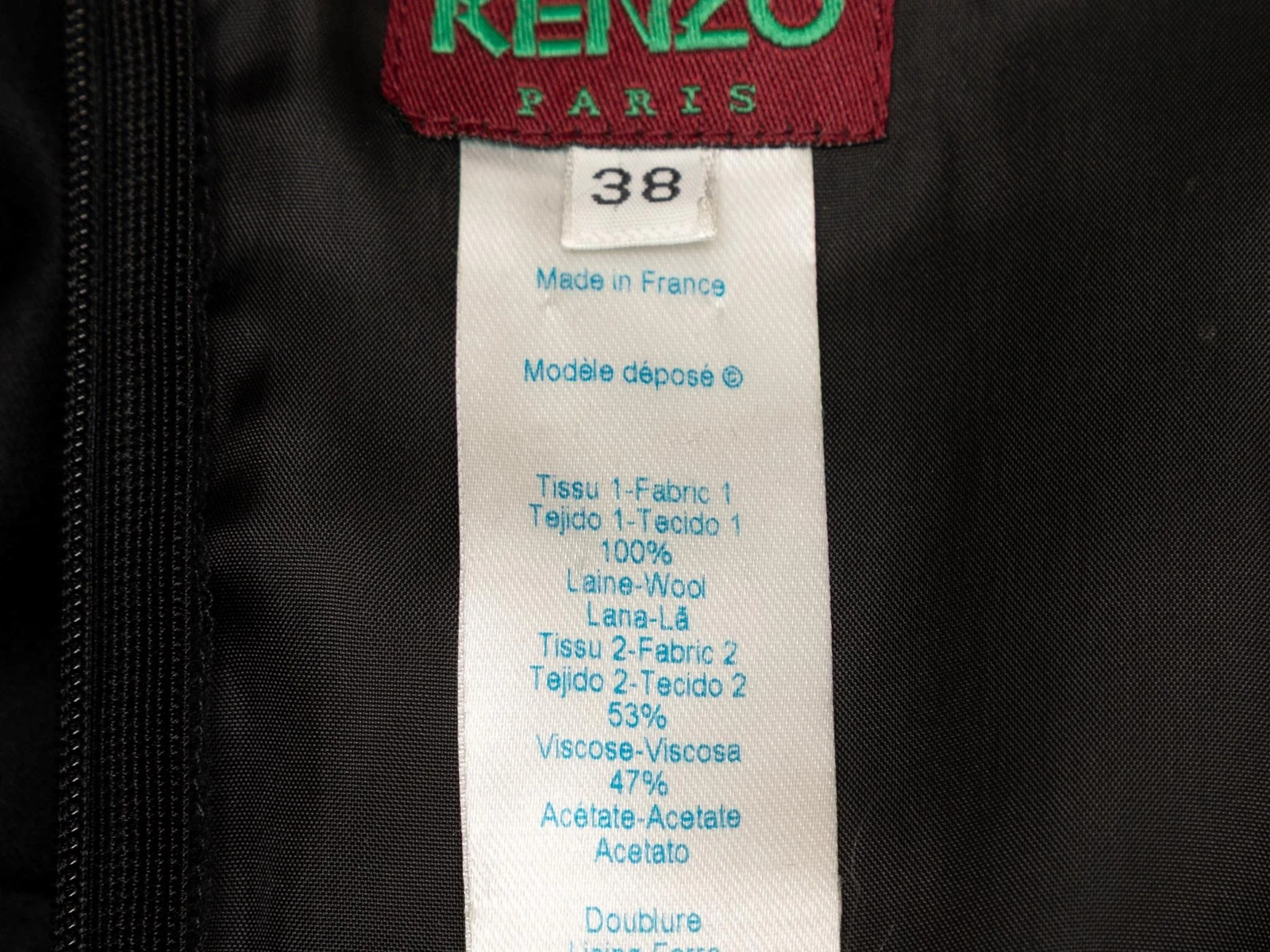 Abito nero Kenzo misto lana con accento rosetta taglia IT 38