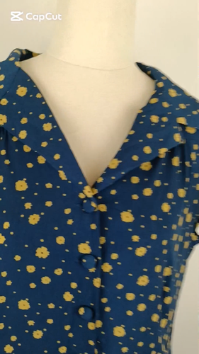 Princess Highway Shirt Sleeve Dress Dark Blue Teal Floral Print Size 14 - Video 1 of 1