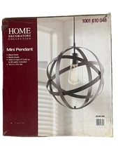 Home Decorators Collection 1 Black Orbit Mini Pendant/Black Metal Strap Design