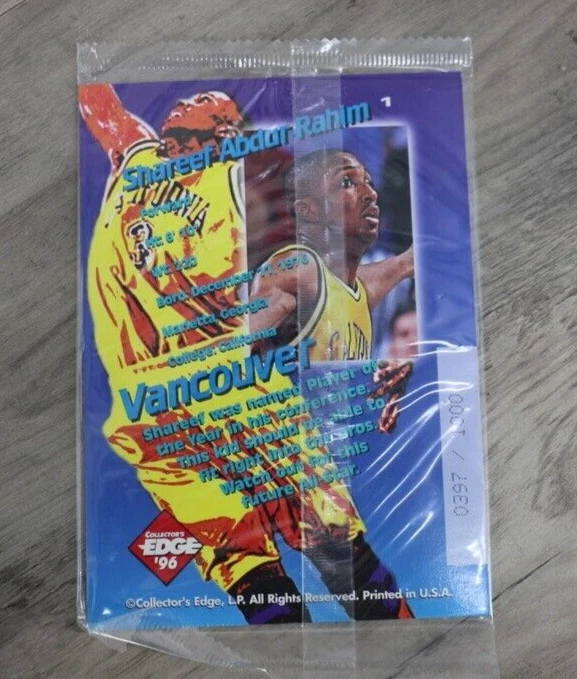 Llave de borde de coleccionista de la NBA 1996 Kraze Shareef Abdur-Rahim 0397/1000 sellada 5x7" Foto 3 de 4