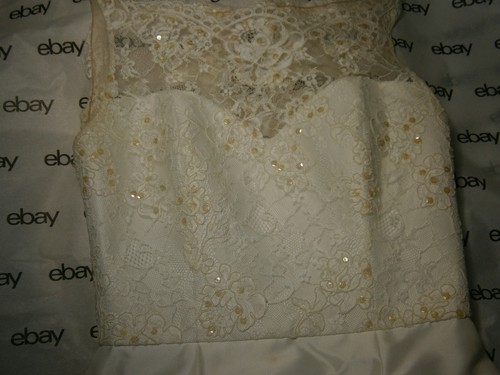 Augusta Jones Saturday 6-12 Ivory Fit & Flare Wedding Dress Satin Illusion Lace - Picture 12 of 16