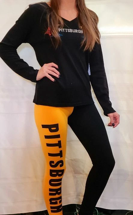 Pittsburgh Steelers Leggings-Black and Gold