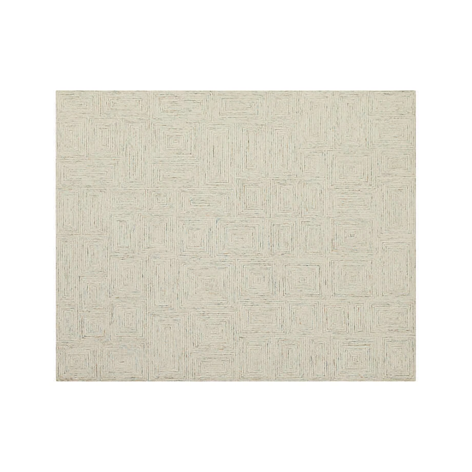 Alfombra de lana jaspeada neutra Presley - Alfombra hecha a mano para sala de estar Foto 3 de 4