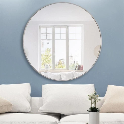Elegant Decor Eternity 48" Round Metal Frame Mirror in Silver - Picture 2 of 10
